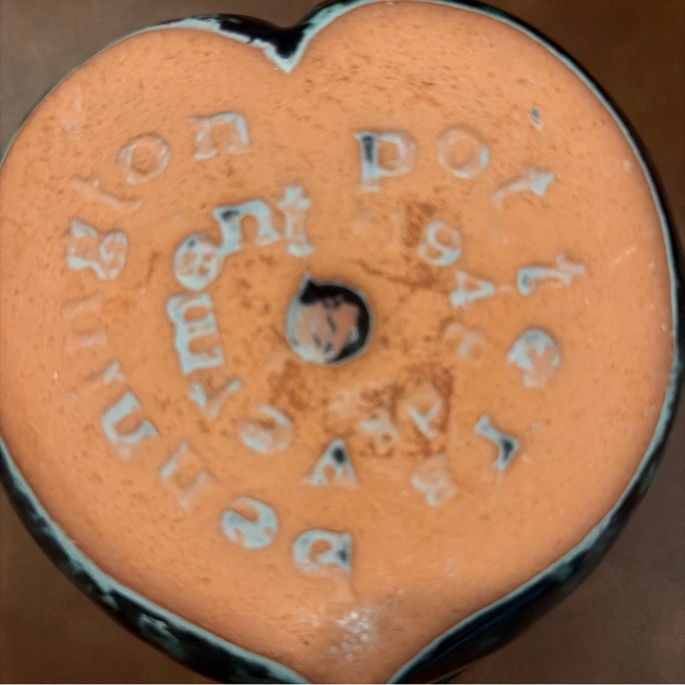 Bennington potters Stoneware green Agate Heart baker Bowl maker stamp - Picture 5 of 8